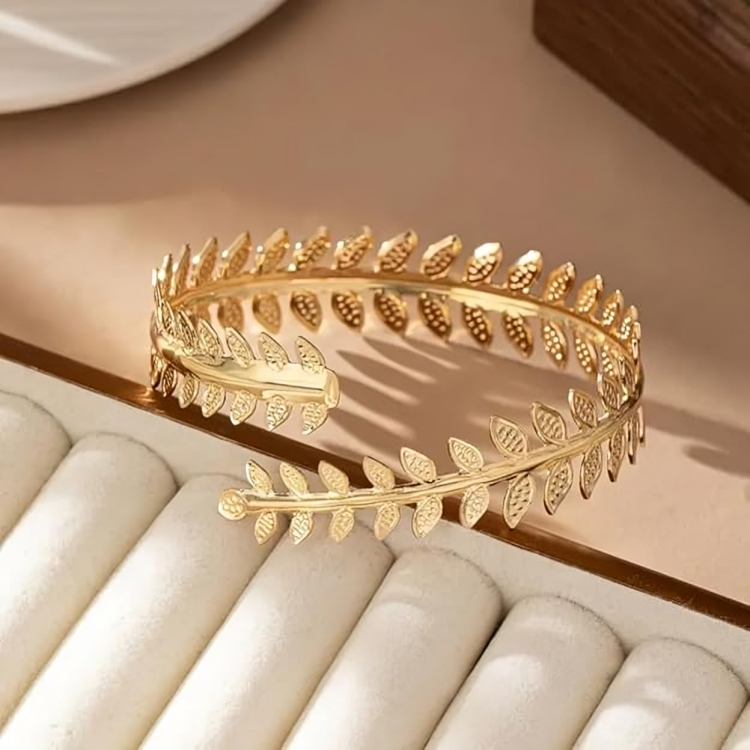 Golden Leaf Arm Cuff Bracelet