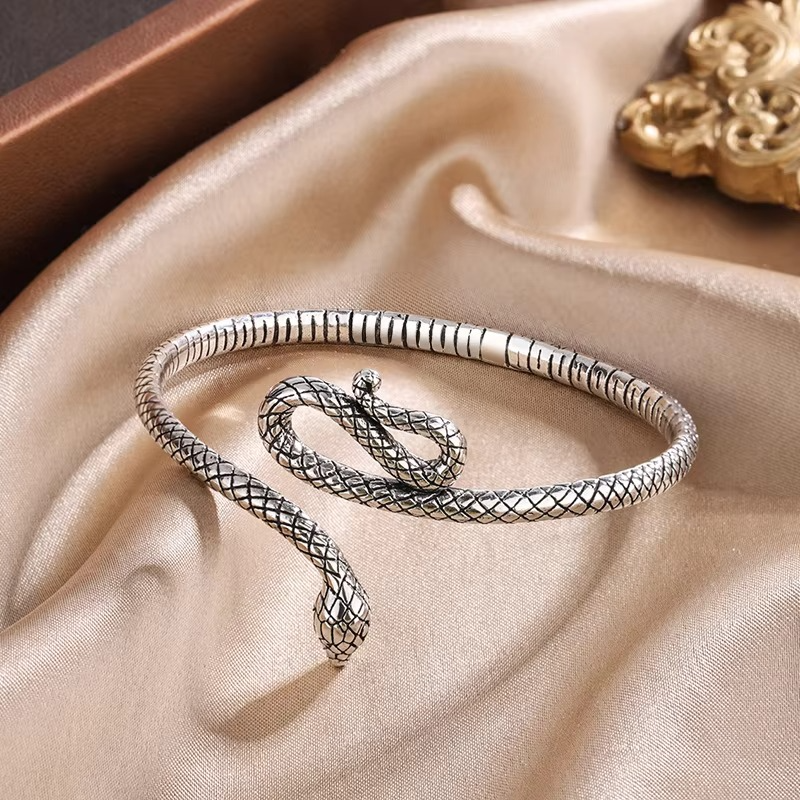 Silver Snake Arm Cuff Bracelet