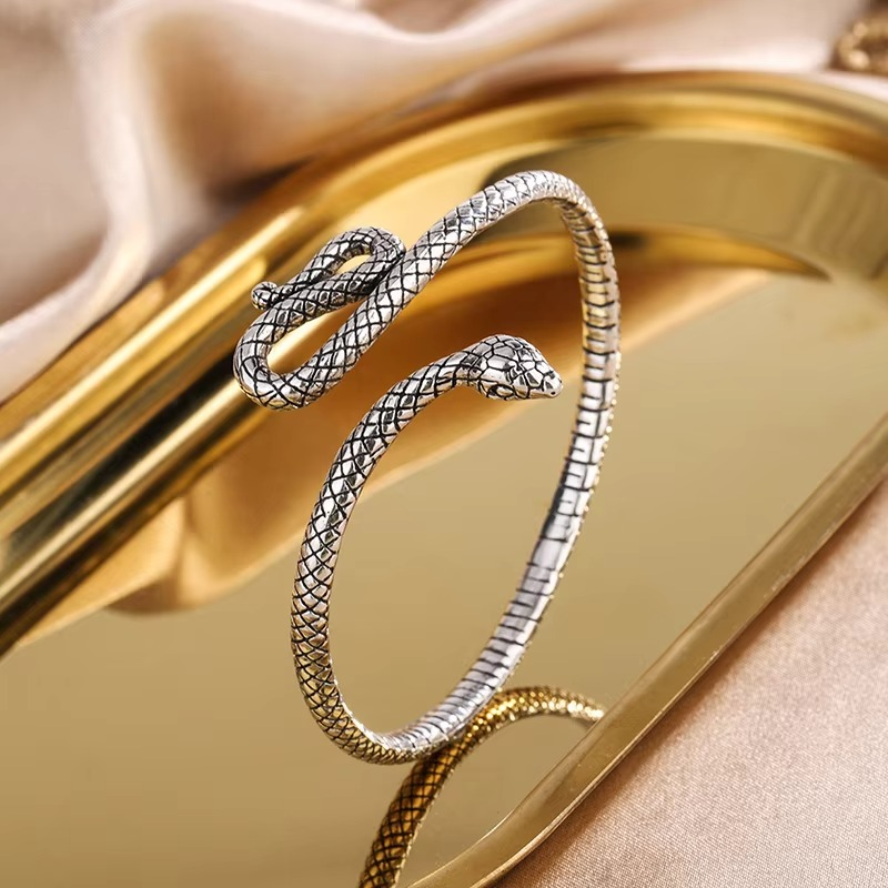 Silver Snake Arm Cuff Bracelet