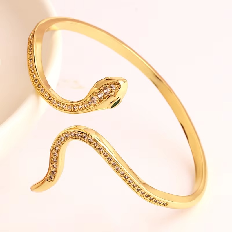 Serpentina Diamond Gold Arm Cuff Bracelet